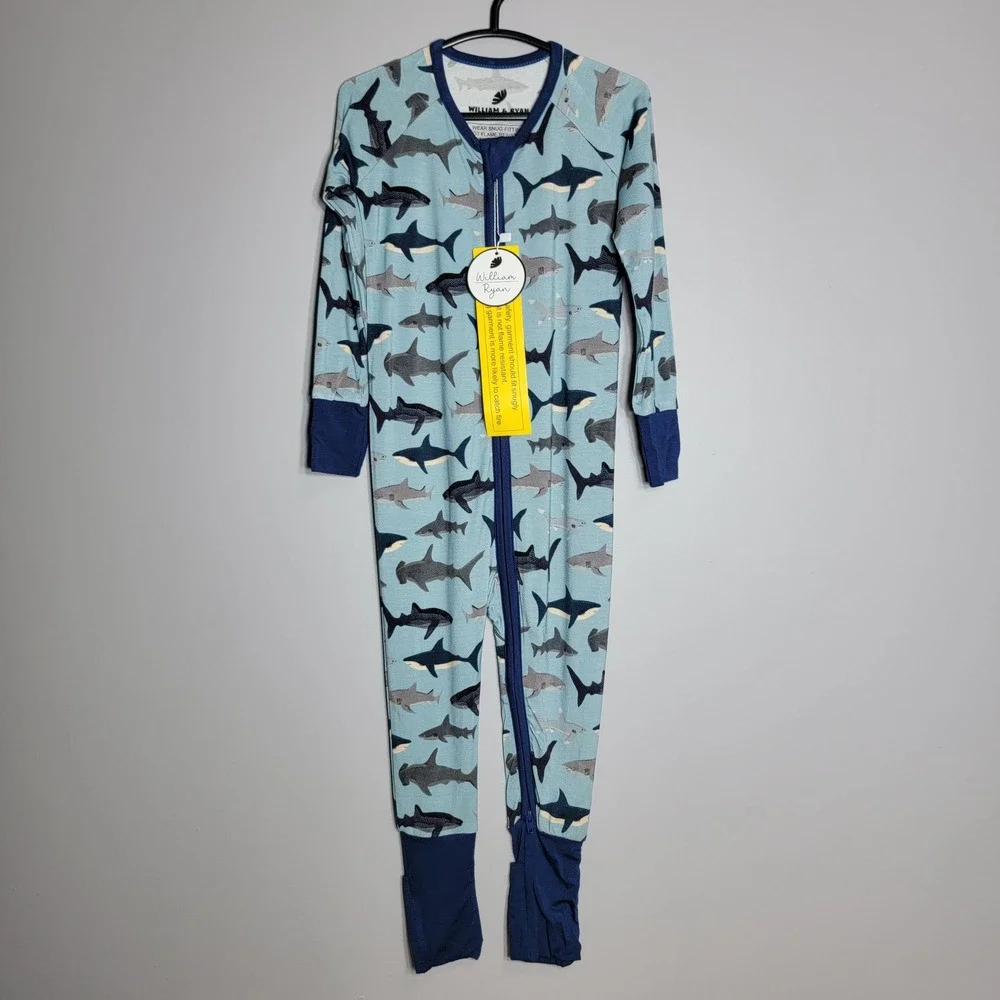 William & Ryan Bamboo Shark Print Romper 18-24M‎ Zippy Pajamas Convertible NWT
